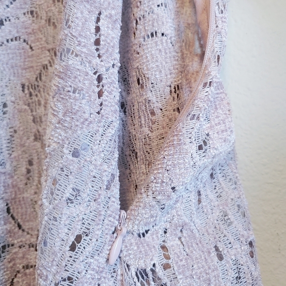 Free People Ruby Mauve Crochet Lace Boho Victorian Mini Dress Sz XS Fairycore - Picture 8 of 9